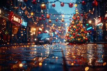 Festively adorned porch featuring a christmas tree and beautiful garlands for the holiday season