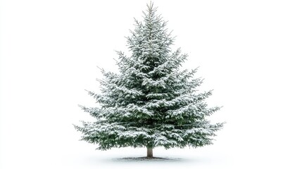 Fototapeta premium Snowy Christmas Tree on White Background