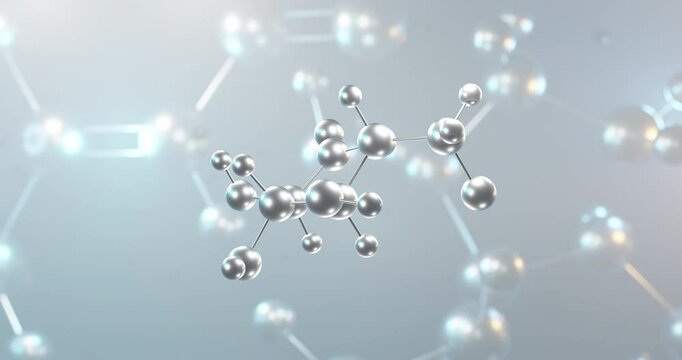 Gluconolactone rotating 3d molecule, molecular structure of e575, seamless video