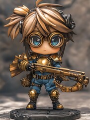 Cute Anime Girl with Goggles Holding a Gun