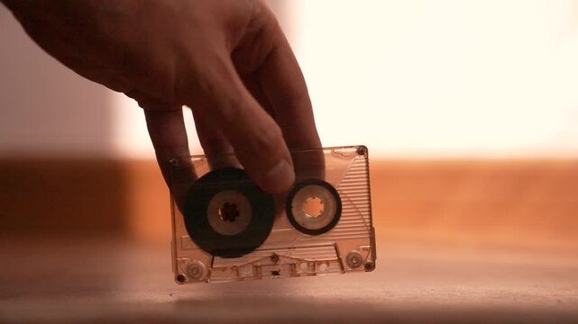 a lot of  Cassette Tape falling down 