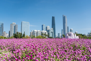 Parks and urban architecture in the city center, Guangzhou, China