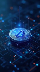 Bitcoin cryptocurrency. Gold coin. Trading on the cryptocurrency exchange. Trends in bitcoin exchange rates.