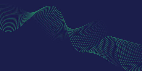 Abstract glowing wave lines on green background. Dynamic wave pattern. Modern flowing wavy lines. Futuristic concept. Suit for banner, poster, cover, brochure, flyer, website
