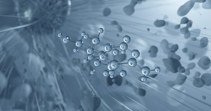 Cidofovir rotating molecular 3d structure ball-and-stick model, looped video antiviral medication