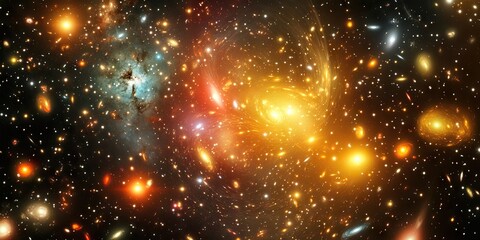 Obraz premium A background featuring a galaxy filled with countless stars, creating an abstract and vast cosmic scene that captivates with its beauty and depth.