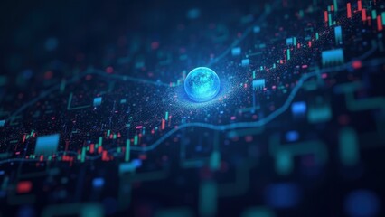 Stockmarket online trading chart on crypto platform. Stock exchange financial market price candles graph data analysis concept.