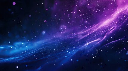 Dark blue and violet background filled with light lines in motion and scattered stars, creating a dynamic abstract scene with ample space for text or graphics.