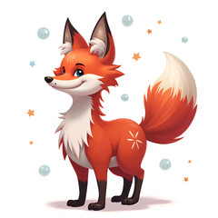 Obraz premium Embrace the joy of imagination with this playful fox character in a dreamy world, digital illustration of cartoon character design concept.