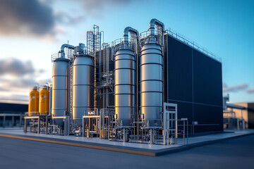 Modern Hydrogen Energy Facility Under Sunny Sky