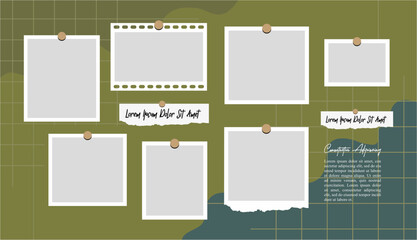 Pictures or photos frame collage, page grid layout abstract photo frames and digital photo wall template