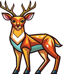 Deer color icon vector illustration on white background.	