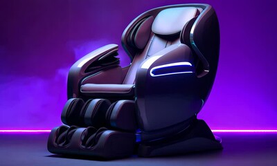 Futuristic massage chair with sleek design and vibrant colors