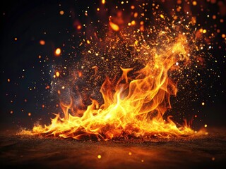Beautiful Abstract Fire Particles Animation with Ember Sparks on Dark Background for Creative Projects, Video Editing, and Motion Graphics