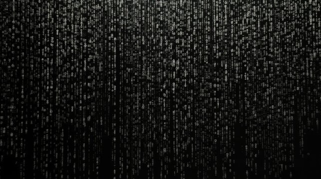 Abstract Digital Rain with Binary Numbers and Darkness