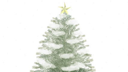 水彩風クリスマスツリー(背景透過)