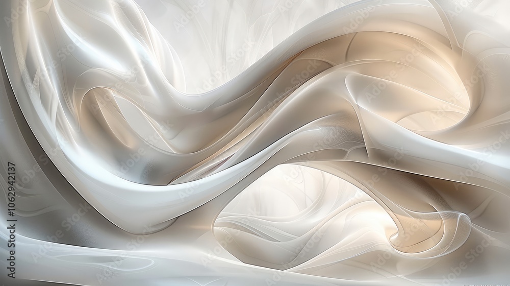 Leinwandbilder smooth, flowing white lines and curves on a light background, creating a sense of movement and elega