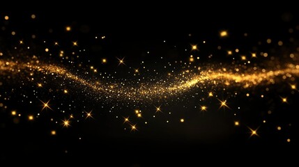 Golden Sparkle Wave on Black Background