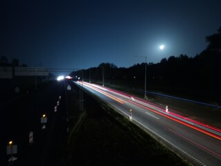 traffic at night long exposure photo