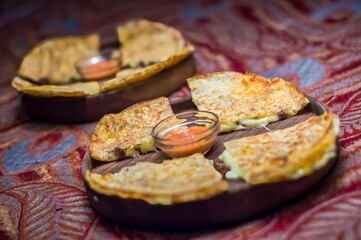 Traditional khachapuri cheese filled bread in Tbilisi, Georgia