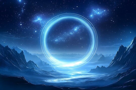 Portal to Another World in a Futuristic Cosmic Landscape