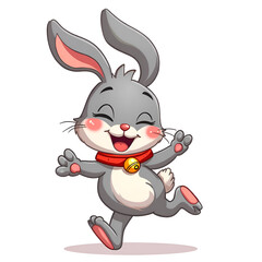 Embrace the joy of life with a playful and cheerful bunny character illustration, digital illustration of character design concept.