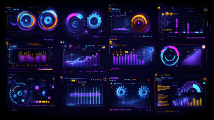 Futuristic HUD with Charts, Graphs, and Digital Elements.