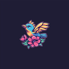Obraz premium Cute nature bird logo icon design template flat vector