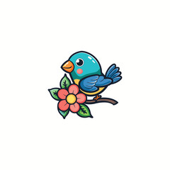 Cute nature bird logo icon design template flat vector