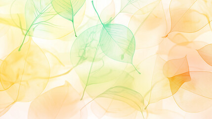 Autumn colored leaves. Transparent watercolour horizontal background for album cover.