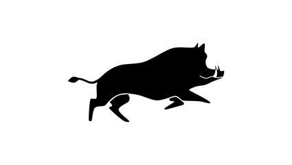 Boar emblem, black isolated silhouette