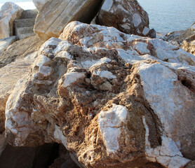 Marble rock on the seashore.