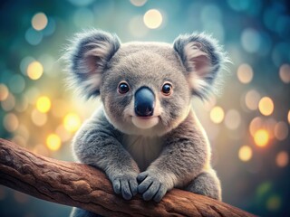 Fototapeta premium A sweet koala silhouette stands out against a blurred, sparkling background.