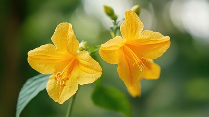 Obraz premium Bright Yellow Flowers in Soft Focus Background