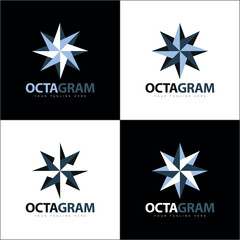 Octagram star eight pointed modern silhouette modern  logo set template design