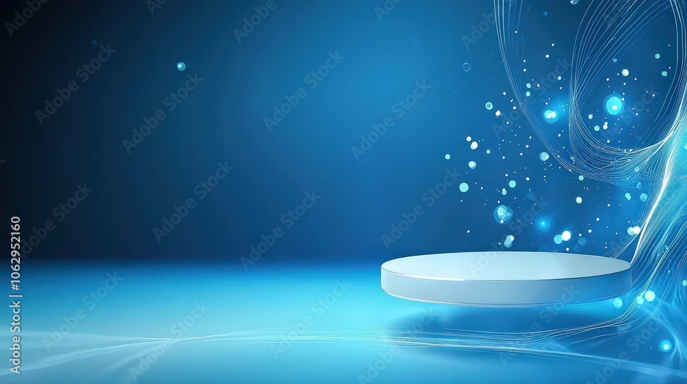 Poster gradient blue backdrop with abstract line patterns, creating a professional look with a touch of sty