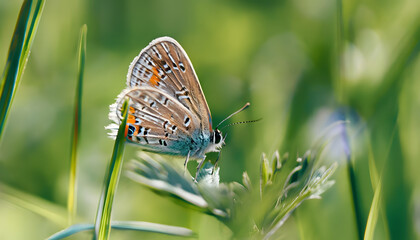 butterfly on a green grass, generative ai	