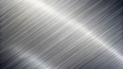 Diagonal brushed metal texture with sleek silver finish macro