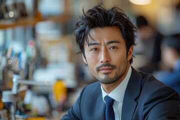Fototapeta premium Confident businessman in modern office setting