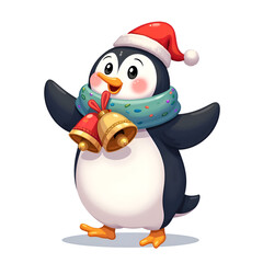 Fototapeta premium Embrace the joy of the season with our merry penguin celebrating in style , digital illustration of character design concept.
