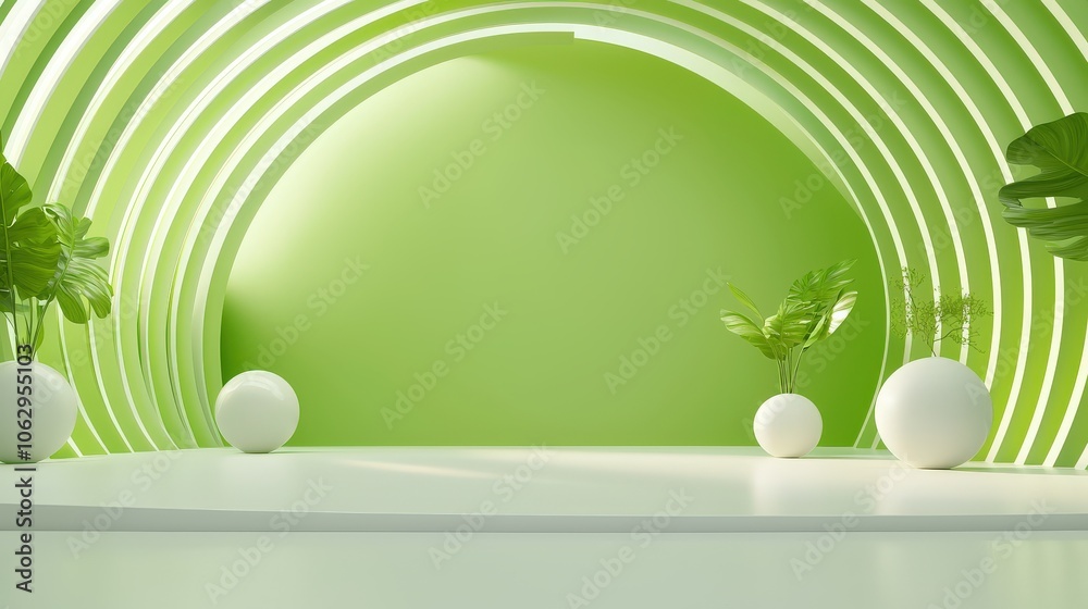 Poster minimal green backdrop with elegant abstract patterns and open space for adding text, logos, or bran