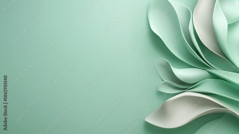 Poster minimal green backdrop with elegant abstract patterns and open space for adding text, logos, or bran