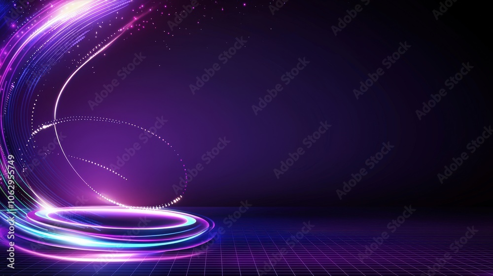 Poster deep, structured purple background with refined grid lines and shadow layering, adding a modern and 