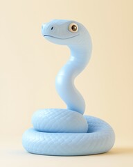 Fototapeta premium Cute green snake cartoon vector illustration isolated on white background