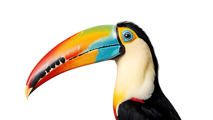 Fototapeta premium Colorful toucan with large beak isolated on white background