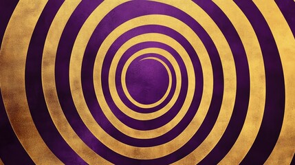 Abstract purple and gold background wallpaper with large concentric patterns creates a striking visual effect. This abstract purple and gold backdrop offers ample copy space for your needs.