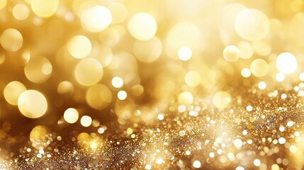 Abstract festive sparkling background created with golden sequins, offering a texture enriched by glitter. This glittering gold light abstract background invites creativity with ample copy space.