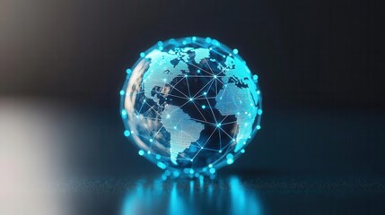 A futuristic digital globe connected by glowing lines, representing global networking and technology integration.