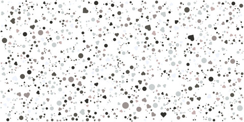 Fall down heart confetti background with polka dot. Grey shades background for Invitation. Template Background Design, Greeting Card, Poster. Valentine Day. 