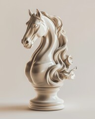Beautiful white stallion portrait, isolated on white background
